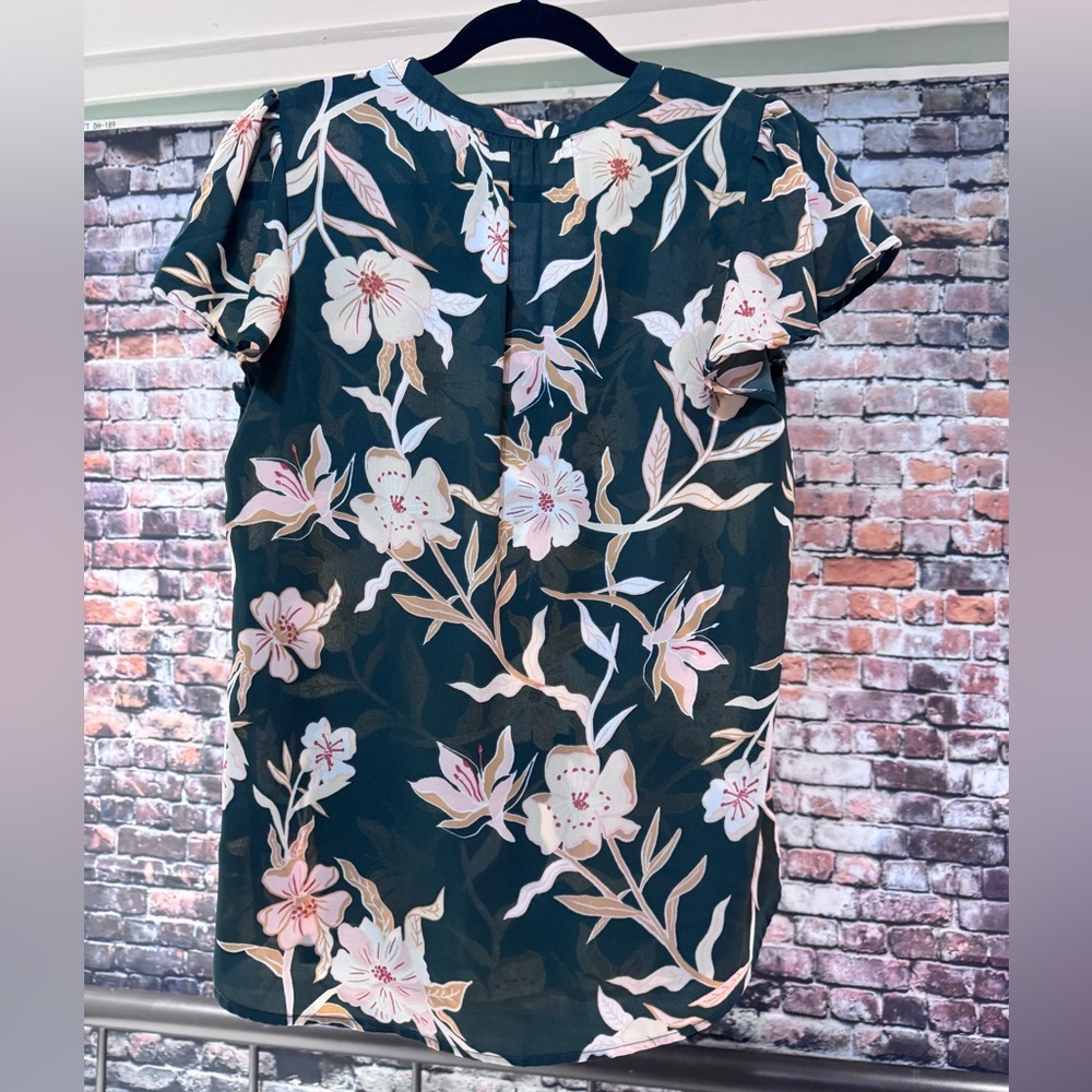 Maurices Dark Green Floral Blouse